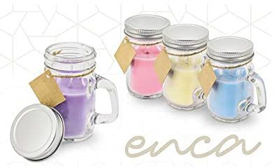 Lote de 25 Velas Aromática con Jarrita con tapa de metal - Velas para Detalles de Bodas, Comuniones, Regalos Mujeres prácticos (azul)