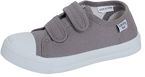 Scarpe in Tela per Bambini, Sneakers per Ragazzi, Ballerine per Ragazze, Plimsolls Unisex con Chiusura Facile, Scarpe Casual, Grigio, 28 EU