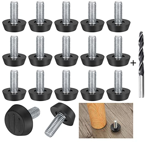 22 patas niveladoras ajustables para muebles, M8 x 23 x 27 mm, protector de suelo de pie de base redonda para patas de silla