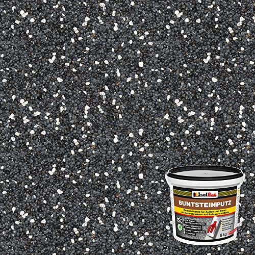 Isolbau - Buntsteinputz für Außen und Innen (Anthrazit/Graphit, Weiss) 5 kg - BP35 Mosaikputz Dekorationsputz Frostsicher, Wasserfest, Stoßfest