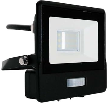 V-tac VT-118S-1 Projecteur LED avec capteur - 10 W - 735 Lm - 6500K - 1 m de câble - Noir
