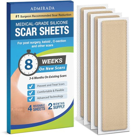 Scar Away Feuilles de cicatrices en silicone, élimination avancée des cicatrices pour tous les types de cicatrices, ruban adhésif en silicone [2 mois]