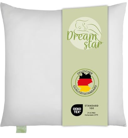 DREAMSTAR Eco Kopfkissen mit Eco Faserfüllung | waschbar 40 Grad | Allergiker geeignet | 100% Mikrofaser | Öko-Tex Zertifiziert | 80 x 80 cm