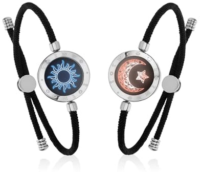 TOTWOO Intelligente Partnerarmbänder für Fernbeziehungen mit App-gesteuerter 1:1-Bluetooth-Kopplung – Romantisches Geschenk mit Leuchten und Vibration bei Berührung, gefertigt aus 316 Edelstahl