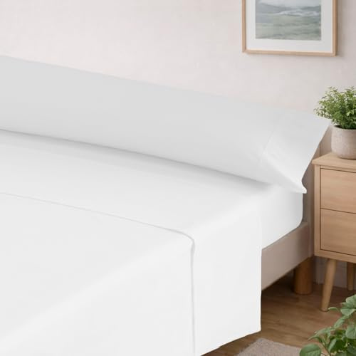 MERCURY TEXTIL- Juego de sábanas de Verano (Cama 135, Blanco)