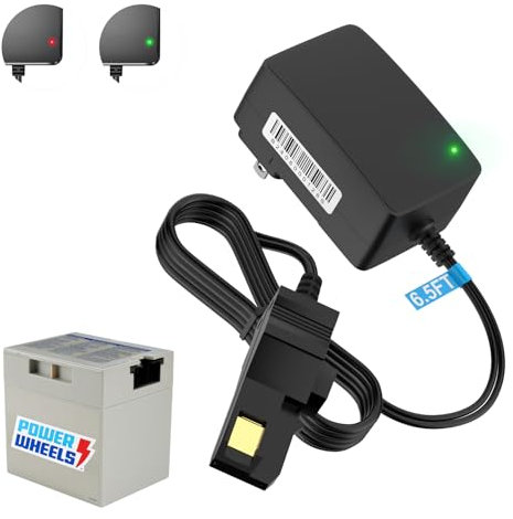 for Power Wheels 12 Volt Battery Charger for P ower Wheel Gray, Orange Top Replacement Fisher Price 12V Adapter Cord, Light, 6.5FT