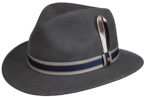 Stetson Valcourt Traveller Wollhut Einfarbig Wasserabweisend Knautschbar Outdoor Eleganz Asahi Guard Damen Herren Herbst Winter dunkelgrau XL (60-61 cm)