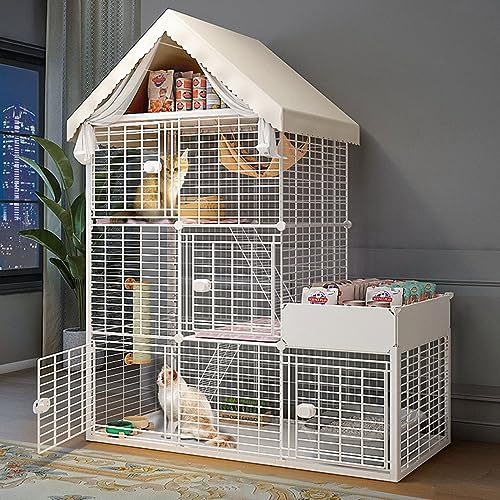 MMOU Katzenhäuser Für Wohnungskatzen - Katzenhaus, Katzen-Villa, Katzenkäfig, Zuhause Mit Supergroßem Freiraum, Haus Für Wohnungskatzen