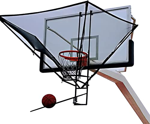 Faltbares Schießtrainings-Rebounder-System mit um 180° drehbarer Rücklaufrutsche, tragbares Basketball-Rücklaufnetz, für den Innen- und Außenbereich, einfach einzurichten