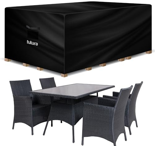 Futura Premium Rectangular Garden Furniture Covers Waterproof 170x94x71cm, Heavy Duty 600D Oxford Fabric Outdoor Table, Patio & Rattan Garden Furniture Covers, PVC Lined, Air Vents and UV Safe