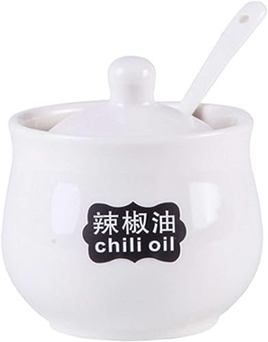 Azucarero, Azucarero Blanco con Tapa y Cuchara, Bote de Almacenamiento de Salero de Cerámica, Tarro de Especias con Patrón Dibujado a Mano, Decoración de Cocina, Barra de Café-Blanco 4-200ml ( Color :