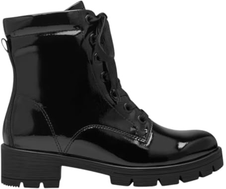 Jana Damen Stiefeletten zum Schnüren mit Reißverschluss Vegan, Schwarz (Schwarz Lack), 39 EU