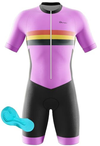 Triathlon Anzug Herren - 2024 Einteiliges Radtrikot - Trisuit Einteiler – Triathlonanzug - Triathlon Einteiler Kurz - 3Taschen für Wettkampf Run, Cycle, Swim,Strumpfhosen (Type 2,XL)