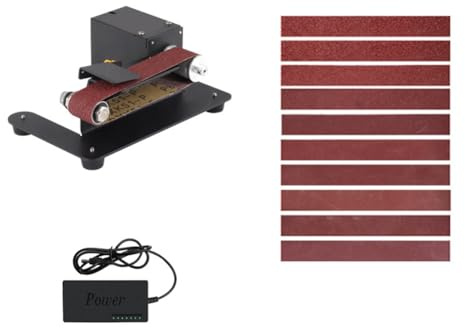 Misamo Enchufe Europeo, Mini Lijadora de Banda, MáQuina Pulidora de Lijado de Banco EléCtrica, Amoladora PequeñA Ajustable para Afilador de CarpinteríA DIY
