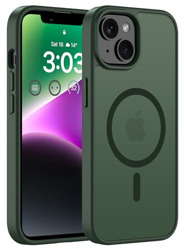 ORDA für iPhone 14 Plus Hülle, Kompatibel mit MagSafe, Grün | Durchscheinend Rückseite, Matt Magnetische Handyhülle, Stoßfest Kratzfeste Schutzhülle
