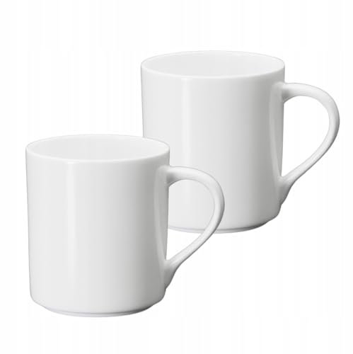 Wilmax - Tazze da tè e caffè - Set da 2-320 ml - Tazza da caffè in porcellana - Set per tè, caffè, cappuccino - porcellana - Bianco