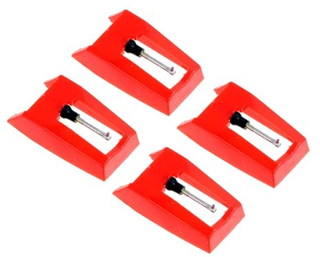 Toyvian Tonabnehmernadel für Plattenspieler 4 Stück Rote Nadeln aus Kunststoff und Aluminium Ersatznadel Kompatibel mit Elektrischen Schallplattenspielern und Grammophonen Klein