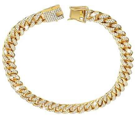 Goldkette für Hunde, Goldenes Hundehalsband mit Goldener Kette, 24,9 cm (9,84 Zoll), Metall-Hundehalsband mit Schnalle zum Gehen für kleine Hunde