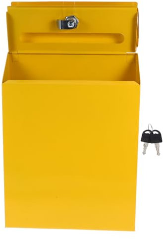 Homoyoyo Boîte à Suggestions en Fer Jaune │ Boîte aux Lettres Domestique │ Grosse Capacité │ Usage Bureau et École │