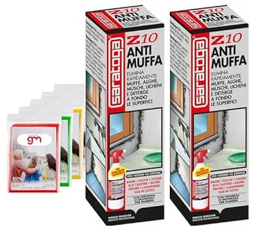 SARATOGA, Spray Antimuffa Saratoga Z10, Elimina Muffe Alghe Muschi Licheni, per uso Interno ed Esterno, Spruzzatore Ergonomico con impermeabile GM 1Lt (2)