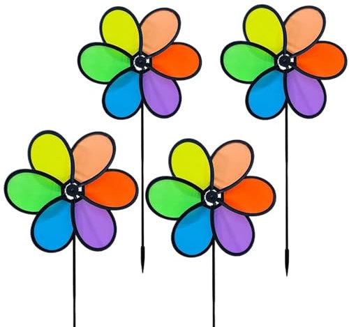 Fierudeng a, decorazione per ruota a con fiori arcobaleno, rotazione a 360°, per aree giochi per bambini, prato, giardino, terrazza, cortile