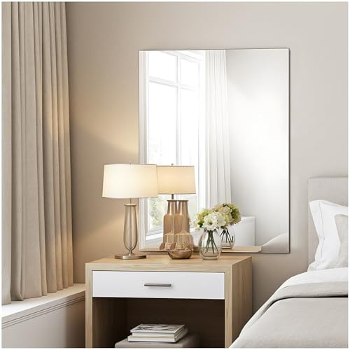 JMITHA Wandspiegel 40x50cm Badezimmerspiegel HD Glas Modern Spiegel Wand Rechteckiger Badspiegel ohne Rahmen Dekorative Spiegel für Badezimmer Schlafzimmer Wohnzimmer