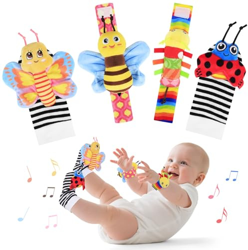 MPQMPQ Baby Wrist and Ankle Rattles Sensory Toys for Infants 0-6 Months | Foot Finders Socks & Wrist Rattles Toys for Babies 0-12 Months, Shower Gifts for Newborn Infant Toddler Boys Girls