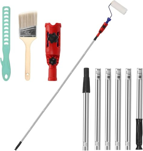 Paint Brush Extender Extension Pole Attachments,1.8m Extendable Paint Brush Set, Extension Pole Attachments,180-Degree Ceiling Telescopic Paint Brush with Swivel Bracket for Painting for Rollers
