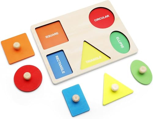 HENGBIRD Holzpuzzle Montessori Geometrisches Puzzle steckpuzzle Holz ab 1 Jahr Spielzeug zum Erlernen von Farben und Formen Lernspielzeug Geeignet für Babys Kleinkinder Kinder