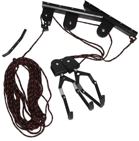 ULTECHNOVO 1 Ensemble Support de Plafond pour Vélo Système de Levage à Poulie Noir pour Garage Rangement Élevé Compatible avec Vélos de Montagne Route et Hybrides Installation Facile et