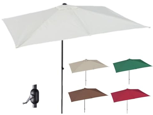 Parasol de jardin, terrasse, 250 x 130 cm, demi-parasol rectangulaire avec manivelle, pare-soleil pour porche, balcon, terrasse, beige, protection UV, installation facile