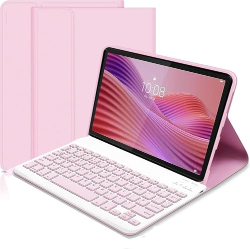 Keyboard Case for Lenovo Tab 10.1 2025, UK Layout Wireless Detachable Bluetooth Keyboard with Slim Protective Case for Lenovo Tab 10.1 Inch 2025 (TB-311FU/TB-311XU) Tablet(pink)