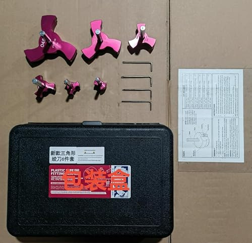 6-teiliges PVC-Rohrreibahle-Set mit Wolframkarbid-Dreifachklingen (6 x schnelleres Reiben) – inklusive 1,9 cm, 2,5 cm, 3,8 cm, 5,1 cm, 7,6 cm, 10,2 cm Reibahlen – Sanitär-Reibahle, Werkzeugkoffer im