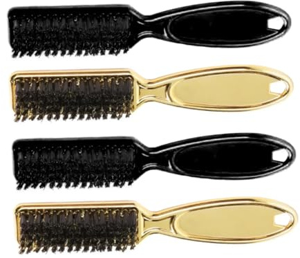 4 Stück-pack Friseurbürsten für Männer, Haarreinigungsbürsten | Dichten Borsten, aus Abs und Faserwolle, Schwarz Gold, für Barbershops und Profisalons