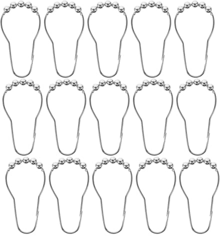 GOOHOCHY 36 Piezas Anillos de Cortina de Hierro Inoxidable Ganchos para Cortinas con Rodamiento de Bolas Resistente la Oxidación para Ventana y Pliegues Pinza Deslizamiento Suave y