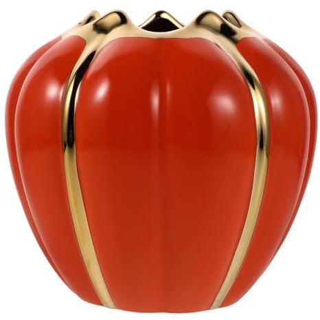 POPETPOP Porte-Ustensiles Citrouille en Céramique Vintage Pot Décoratif Automnal de Citrouille Organiseur de Couverts Polyvalent pour Thanksgiving et Décoration de Table Festive