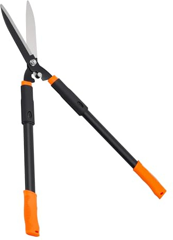 Hedge Shears, 31-Inch Garden Shears with Adjustable Handle, Sharp Blade & Comfortable Grip, Hedge Clippers for Hedges - Black/Orange