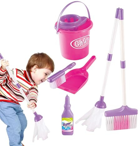 Reinigungsset für Kinder – Besen- und Reinigungsset, Haushaltswerkzeuge, Lernspielzeug für Kinder 3+ | Mini-Besen für Rollenspiele zu Hause, fantasievolle Spiele für