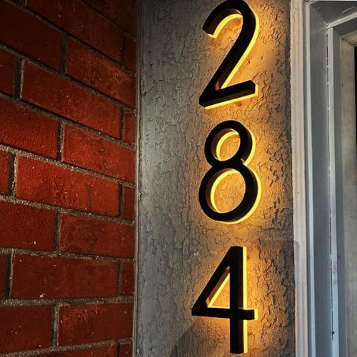 Backlit House Numbers for Outside, Waterproof Illuminated Led Lighted Address Numbers for House Wired Mailbox Numbers, Optional Solar Powered/Driver/Adapter Available