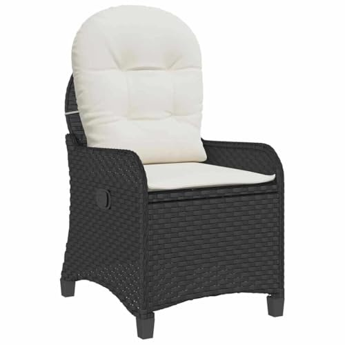 SDWEHBJ Relaxsessel mit Kissen, Loungesessel mit Verstellbarer Rückenlehne, Terrassenstuhl für Innenhof, Hinterhof, Balkon, Schwarz 56x66x95 cm Poly-Rattan