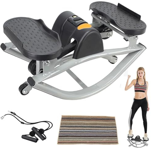 PSKJHN Rock Stepper, Stepper Fitness A Dondolo Laterale per Esercizi A Casa, Macchina per Allenamento Laterale con Fasce di Resistenza E Tappetino Antiscivolo, Attrezzature Fitness - capacità 100 kg
