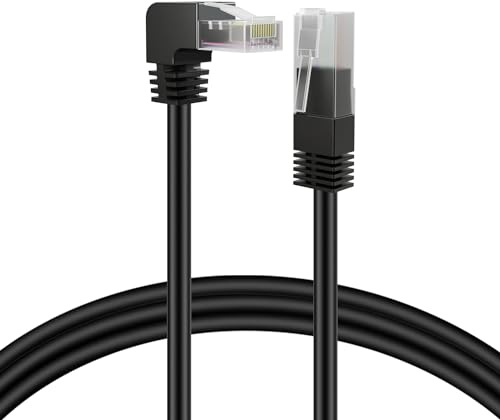TNP Cat6 Ethernet Cable (Right Angle Up, 10 FT) RJ45 90 Degree Network Connector 250 MHz 10 Gigabit Gold Plated Patch Plug Wire LAN Cord For PS4 Fire-Stick Xbox One Smart TV Gaming & Computer, Black