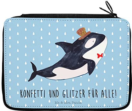 Mr. & Mrs. Panda Federmappe Orca Zylinder - Geschenk, Konfetti, Meer, Stifte Etui, Federmäppchen, Schülerin, Meerestiere, Urlaub, Grundschule, Feier,