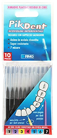 Brossettes interdentaires Pikdent - Noyau en acier revêtu et poils en Tynex - Taille 7 Noir 1,2 Mm Conique - 10 Brossettes