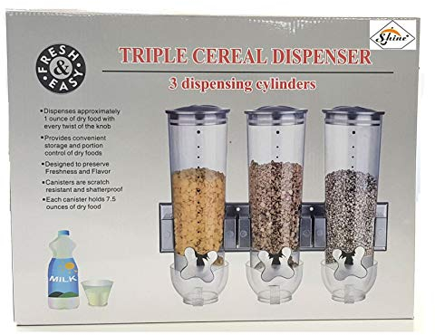 SHINE 3 in 1 Dry Food Triple Cereal Dispenser Machine Oatmeal, nuts BLACK STAND & TOP