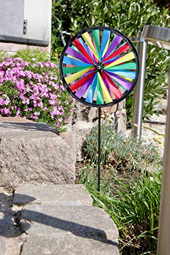 Wolkenstürmer® Chinarad Windrad 20cm - farbenfreudiges Windspiel als Deko für den Garten, Balkon oder Terrasse (Einrad)
