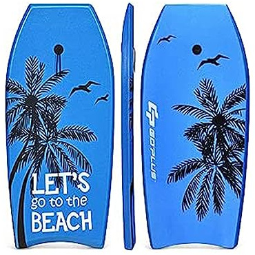 GOPLUS Bodyboard mit Fuß - Zugseil, Schwimmbrett Erfüllt mit EPS Schaumstoff, Surfboard bis zu 85 kg Belastbar, Auch als Schwimmhilfe mit Einer Größe von 105 x 51 cm, Verschleißfest (Blau)