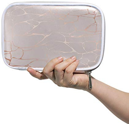 RXYY Federmäppchen Rose Marmor geometrisch, Halter Mäppchen Reißverschluss Schreibwaren Reise Beutel Bürste Kosmetik Stifttasche für Schule Mädchen Jungs
