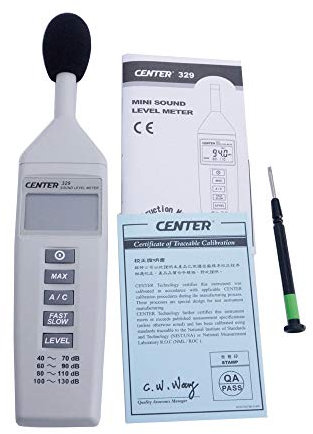 CENTER-329 - Mini misuratore di livello sonoro, gamma di livelli 40 ~ 130 dB