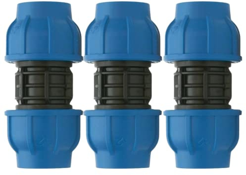 acquaverde Manicotto a Compressione Raccordo PN16 Connettore ad Alta Pressione per Tubi e Sistemi Irrigazione, Nero - Orto Facile (3, 16 x 16 mm)